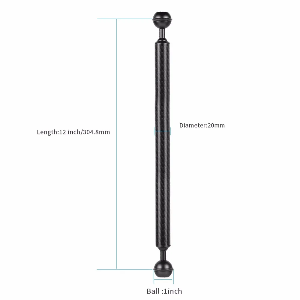 BGNing из углеродного волокна для дайвинга " дюймовая шариковая головка удлинитель 5-12 дюймов D20mm светильник для подводного плавания