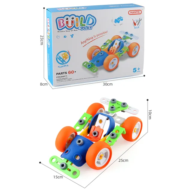 Children's Stacking Puzzle Toy Engineering Car Large Particle Building Block Disassembly Assembly Diy Manual Assembly Toy Kind 6