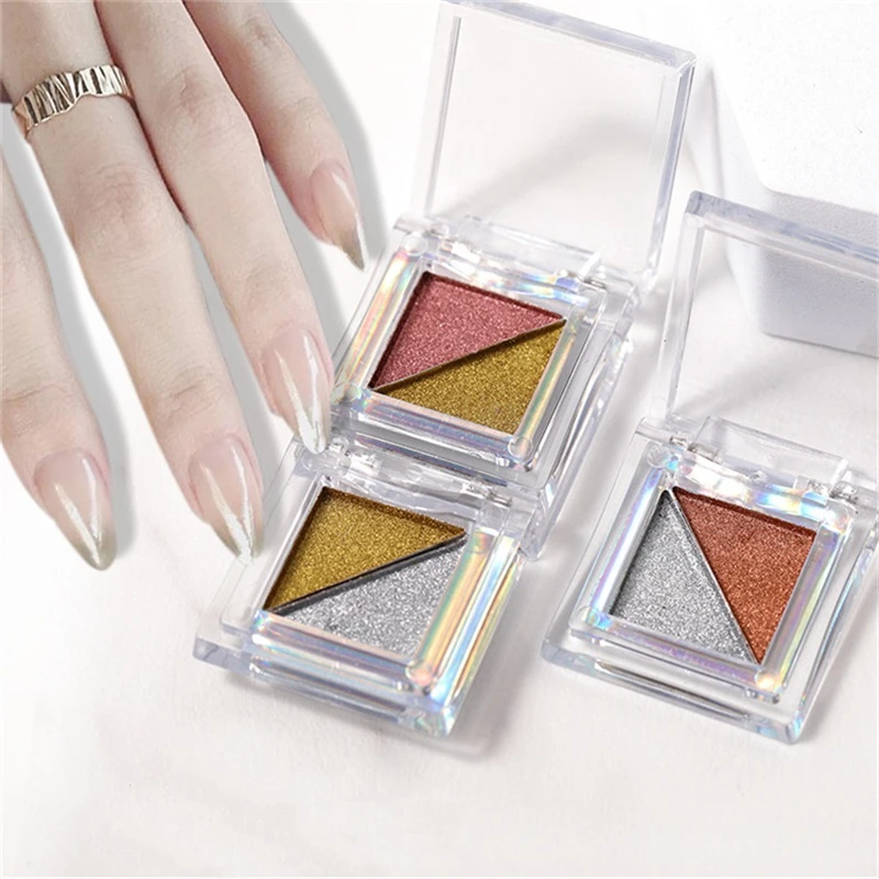 

Two Color Solid Magic Mirror Nail Art Glitter Powder Holographic Laser Chrome Nails Pigments Dust UV Gel Decorations Manicure