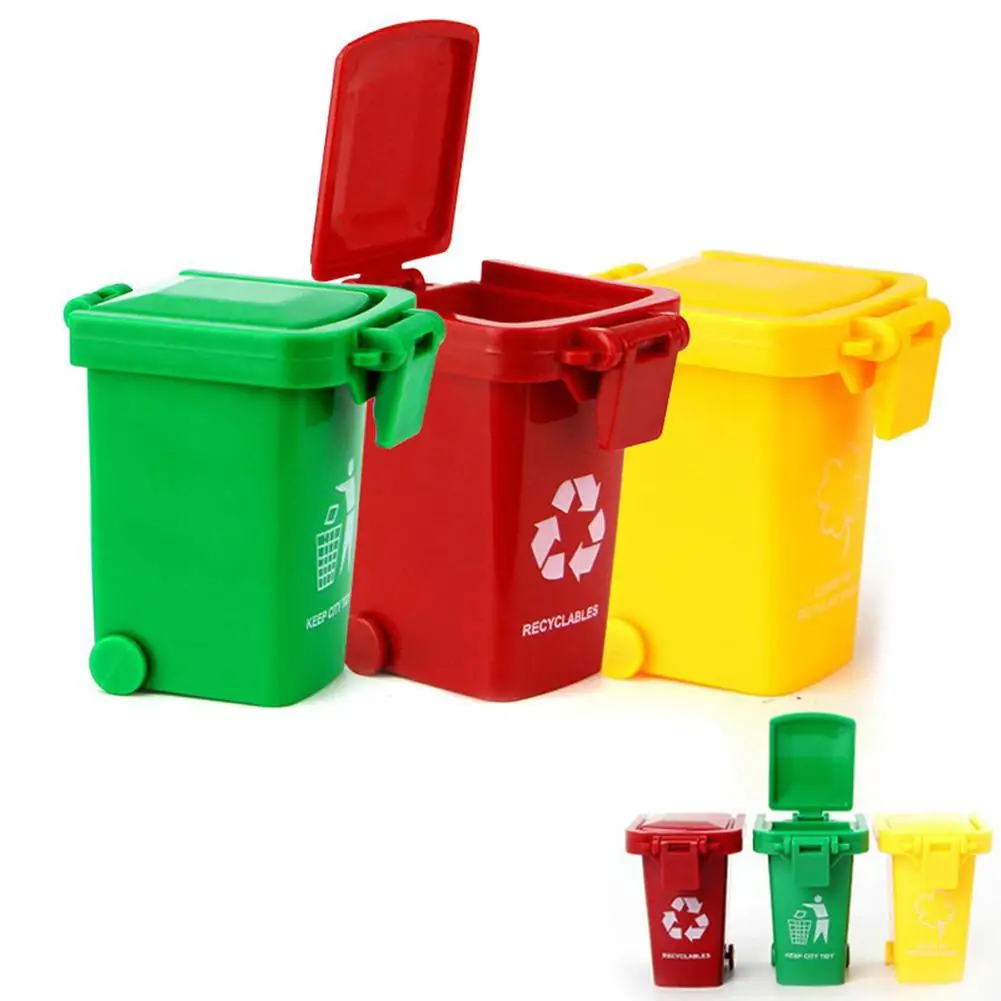 

3Pcs/Set Bright Color Kids Push Toy Plastic Vehicles Garbage Mini Truck Trash Cans Random Color simulation Furniture Toy Gift