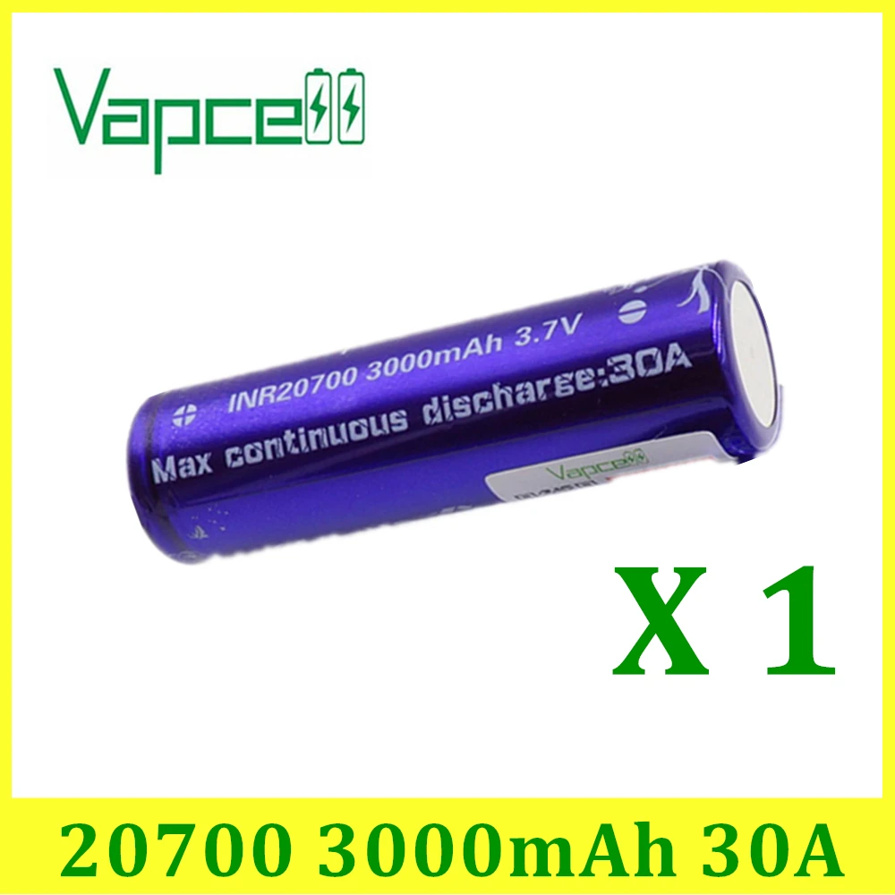 1 шт. VAPCELL INR20700 3000 мАч литиевый блок питания 30A мощный электрический инструмент 3,7 в vs keeppower дым E-CIG аккумулятор IMR