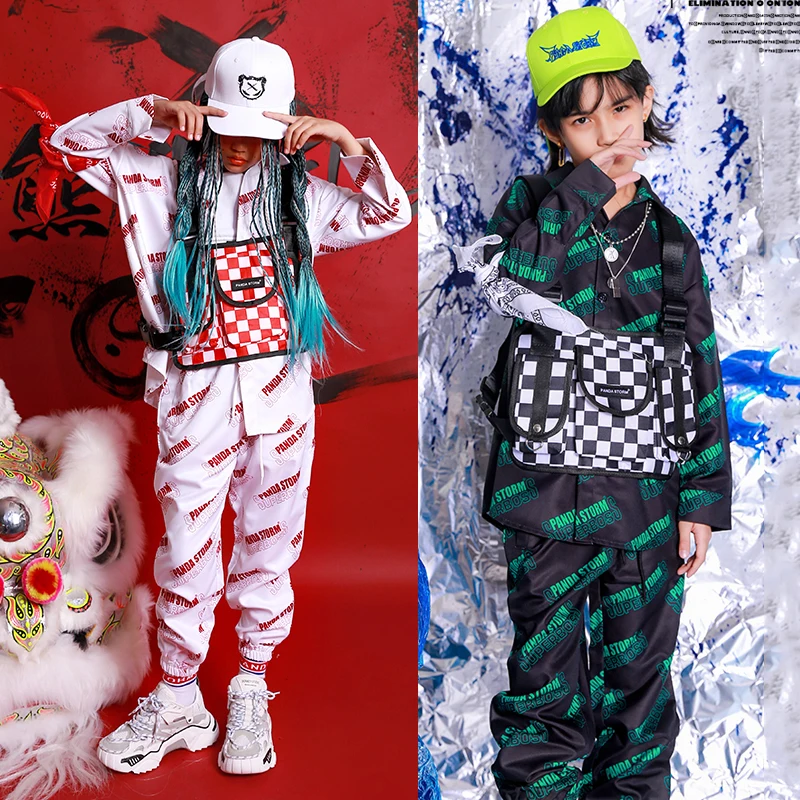 Children Hip Hop Clothes Moletom Feminino Tumblr Long Sleeve Shirt Set Loose Street Fashion Clothing Girl Boy Stage Costume 3620 |