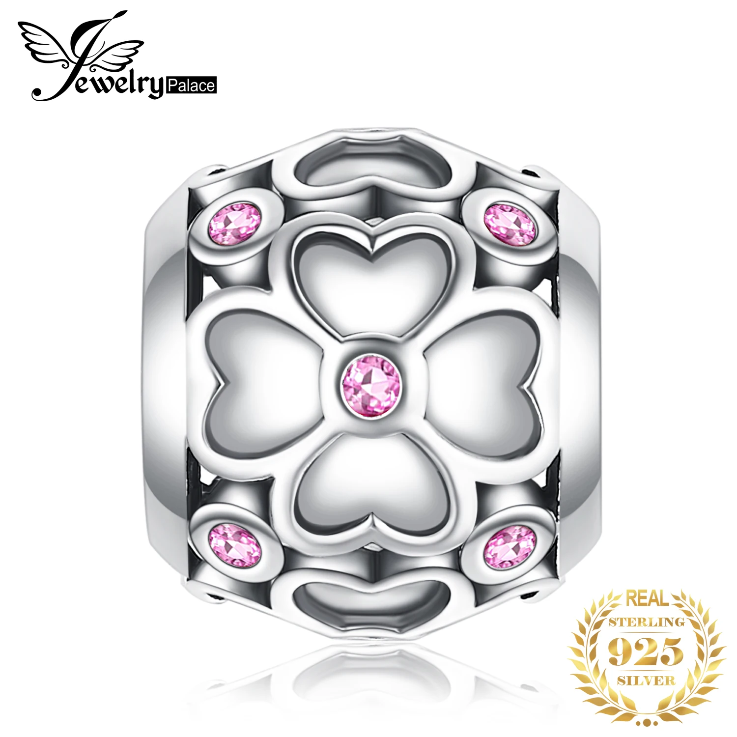 JewelryPalace 925 пробы серебро цветок клевера создано розовыми сапфирами Бусы Браслеты