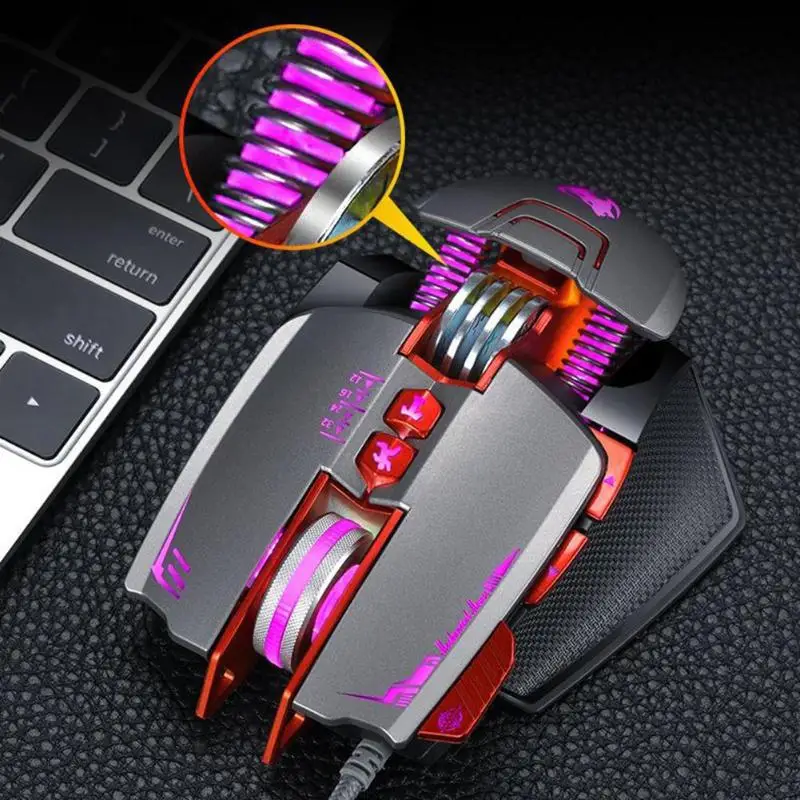 VODOOL V9 1200/1800/2400/3200 Точек на дюйм регулируемая, USB, проводная игровая Мышь RGB Подсветка макро-определение механические Мышь геймерская мышь