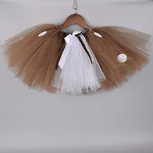 Костюм с оленем; юбка-пачка; детская фатиновая юбка для рождественской вечеринки; Рождественский костюм для девочек; коричневая юбка в горошек; реквизит для фотосессии новорожденных