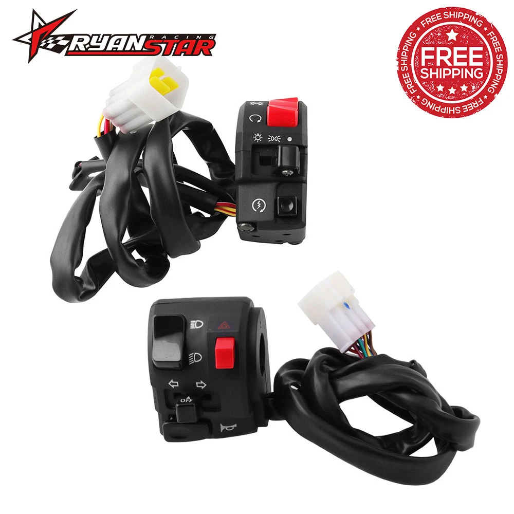 7//8/" 22mm Motorcycle Handlebar Switch Horn Turn Signals Light On//Off Universal