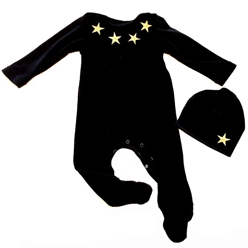 NewbornBabyBoyGirlClothes03monthsStarVelvetFootiesOutfit