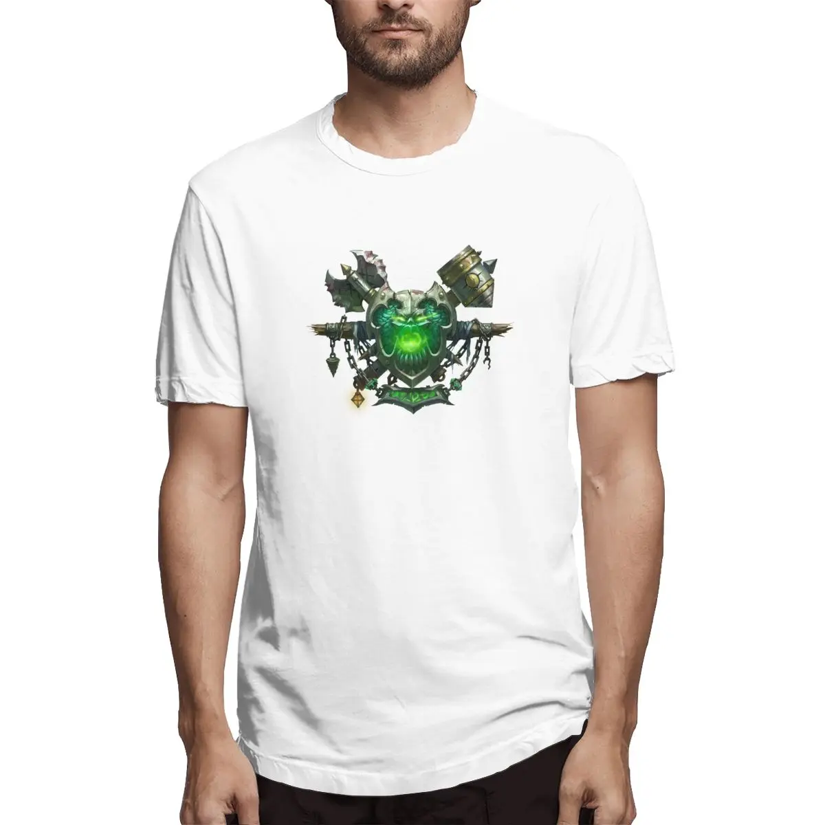 World Of Warcraft off white Men's Short Sleeve T-shirt 100 Percent Cotton Graphic Tshirt World Of Warcraft off white Men's Short Sleeve T-shirt 100 Percent Cotton Graphic Tshirt