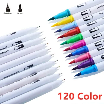 

120 Color Dual Brush Art Markers Pen Fine Tip Watercolor Fineliner Drawing Painting Calligraphy Lettering Art Supplies Manga