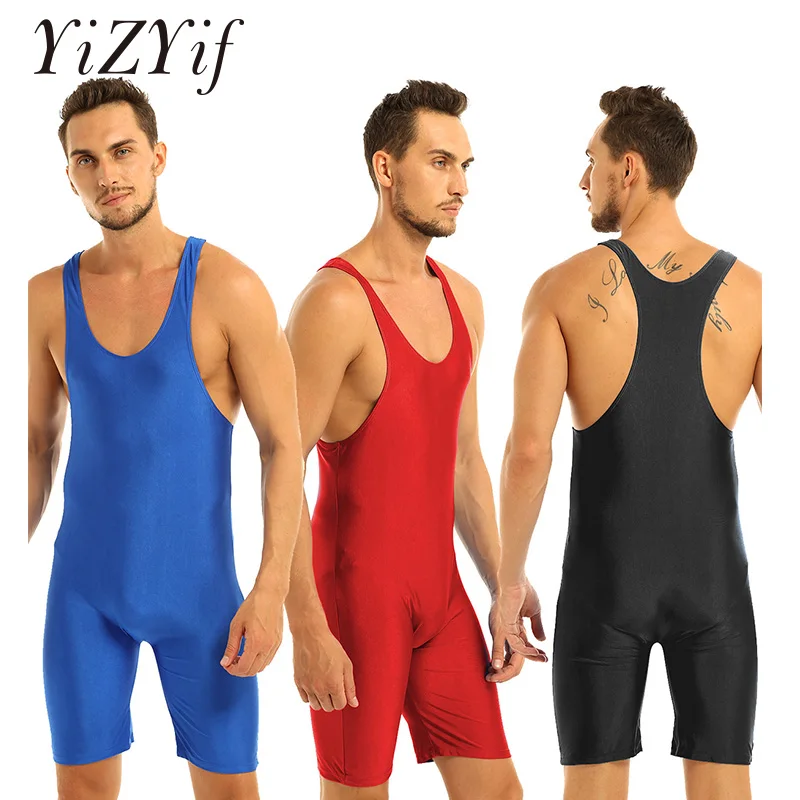 

Mens One-piece bodysuits Modified Singlet men Sleeveless Solid Modified Wrestling Singlet Boxer Briefs Tight Bodysuit Underwear