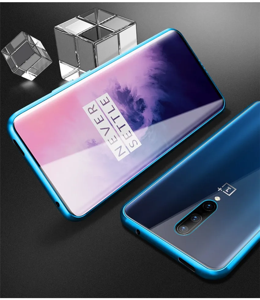R-just Полный стеклянный Магнитный чехол для Oneplus 7 Pro металлический закаленное стекло задняя крышка для Oneplus 6 6t Oneplus 7 Чехол