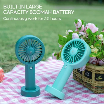 

Handheld USB Mini Fan With Base 3 Gears Adjustable Air Cooling Fan With Colorful Light with Rope Portable for Travel Office