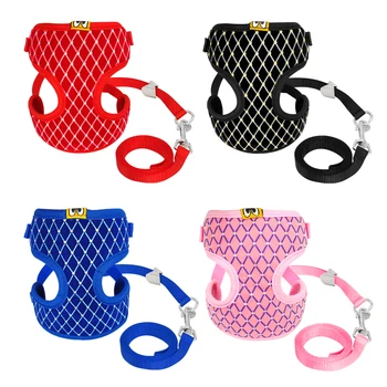 

Small Dogs Harness and Leash Set Pet Cat Vest Harness with Flannel Flower Fabric Pet Leads for Small Puppy Dogs Chihuahua Yorkie