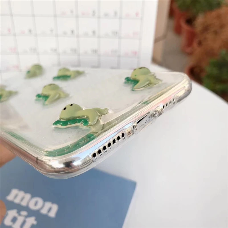 Блестящий 3D чехол для телефона с серебристой фольгой и динозавром для Iphone 11 Pro Max X Xr Xs Max 6s 7 8 Plus, Прозрачная мягкая задняя крышка из ТПУ