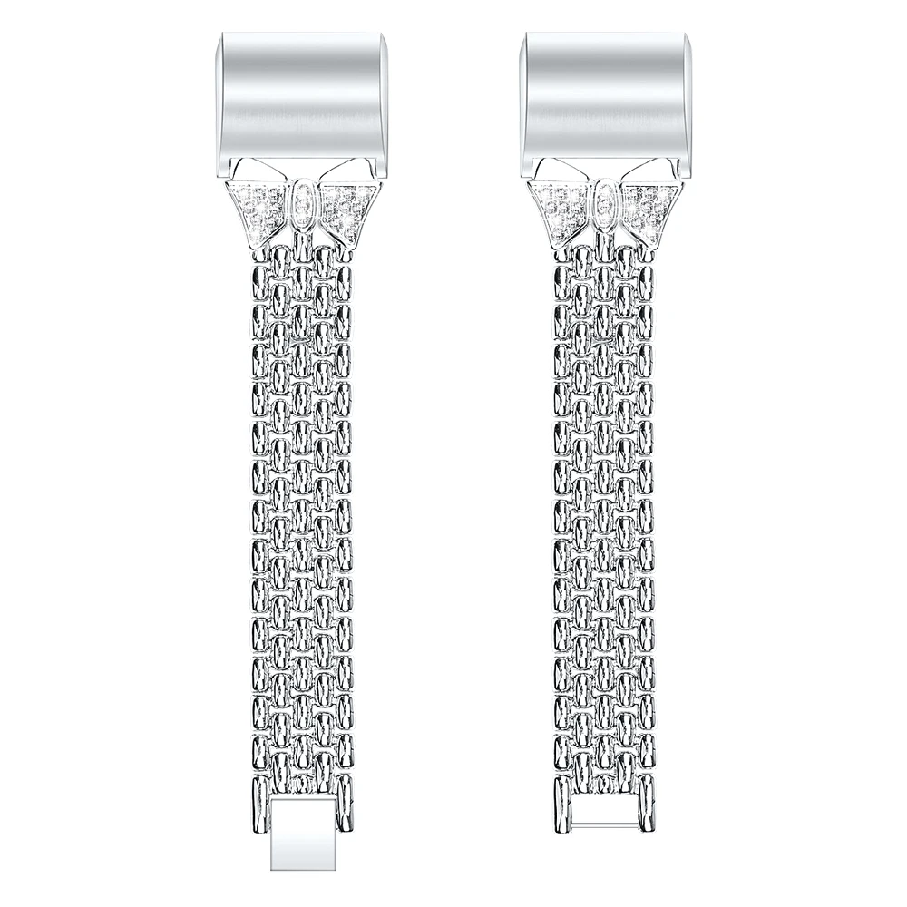 silver 6 OULUCCI металлический ремешок из нержавеющей стали для браслета Fitbit charge 2 горный хрусталь ремешок для Fitbit charge 3 ремешок умный браслет для женщин - Цвет: silver 6
