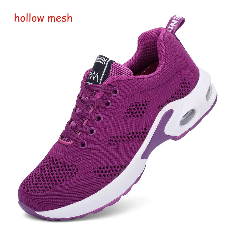 Hollow Mesh Purple Женские кроссовки; повседневные сетчатые кроссовки; цвет розовый; женская обувь на плоской подошве; легкие мягкие кроссовки; дышащая обувь; Баскетбольная обувь размера плюс - Цвет: Hollow Mesh Purple
