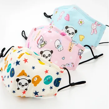 

1Pcs PM2.5 Children Mask Respiratory Valve Cartoon Panda Anti Haze Active Carbon Mask Dustproof Mask Fits Kids