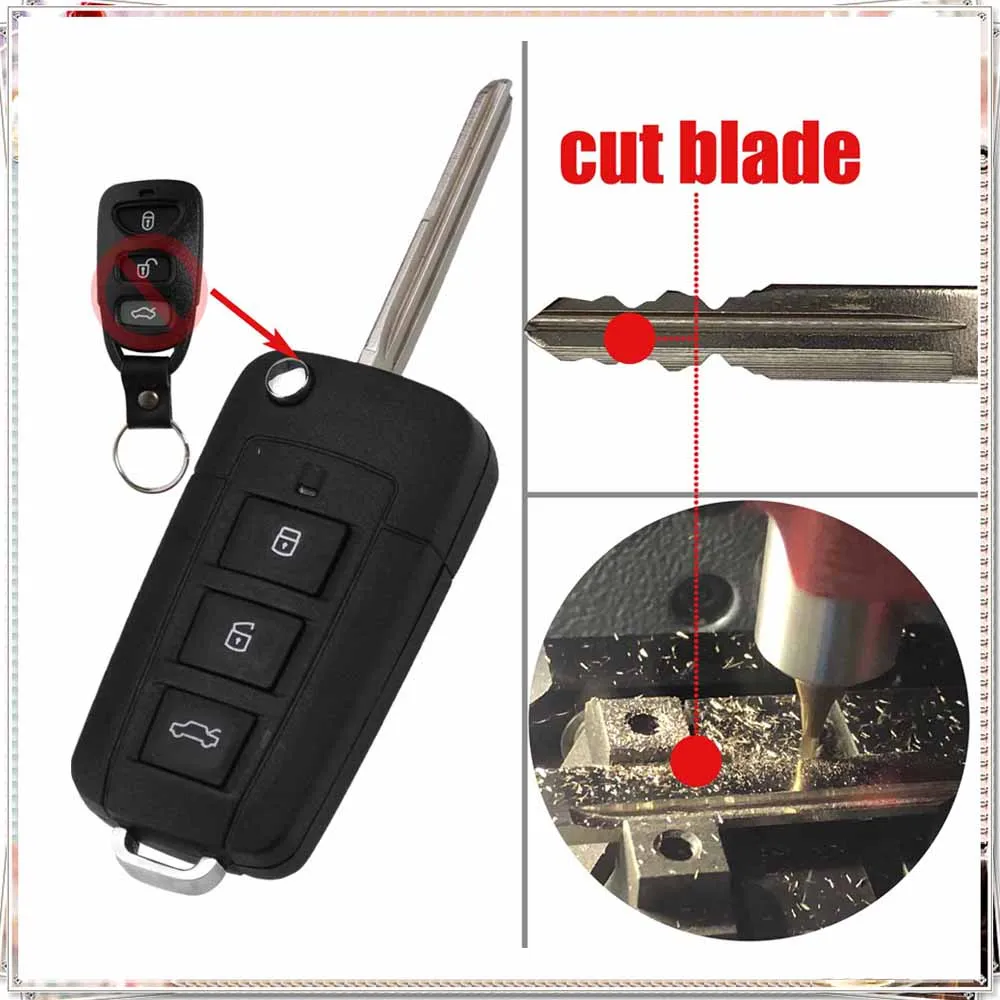 

Jingyuqin Uncut/Cut Blade Flip Folding 3+1 Button Remote Car Key Case Key Shell Fob For Kia for Hyundai Elantra Sonata Genesis