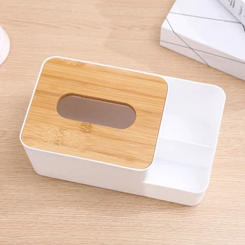 

Tray Home Rectangle Shaped Tissue Box Container Creative Multi-purpose Solid Wood Storage Box Organization