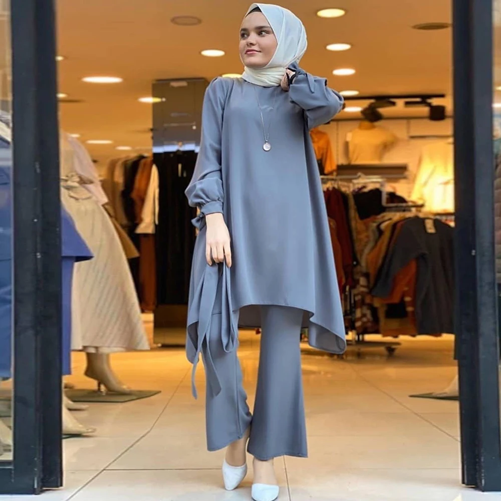 Ramadan Eid Mubarak Abaya Dubai Turquía Hijab musulmán conjuntos ropa Islam Abayas para damas Musulman conjuntos De modo Kaftan Femme