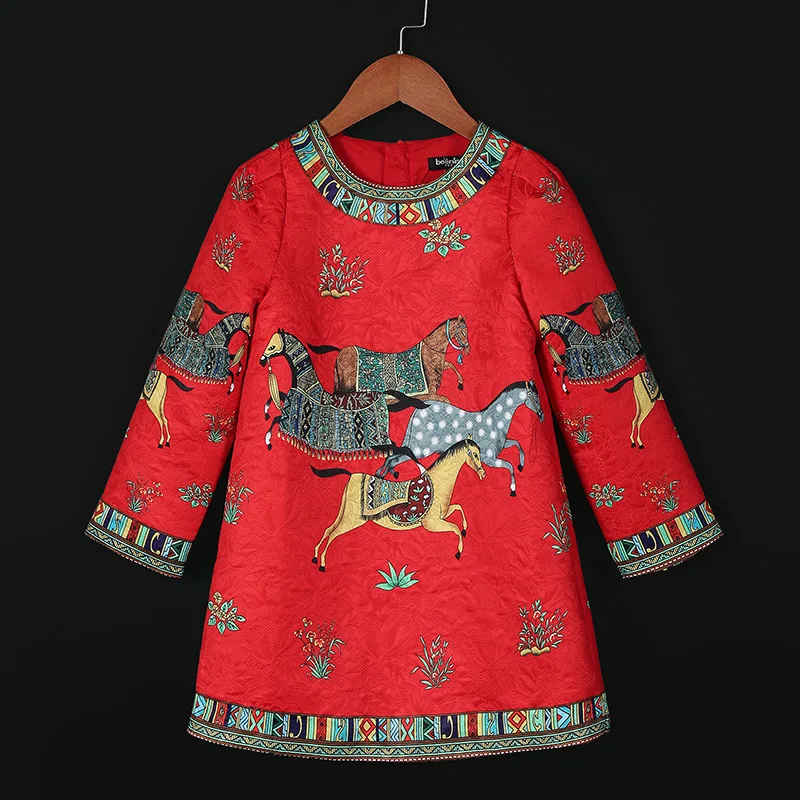 

AliExpress Ethnic-Style GIRL'S Long-sleeved Dress 2018 New Style Autumn Clothing Red Chinese-style Children Shirt