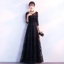 Новое Стильное кружевное Сексуальное Тонкое блестящее вечернее платье женское платье в китайском стиле улучшенное Qipao размер s-xxl
