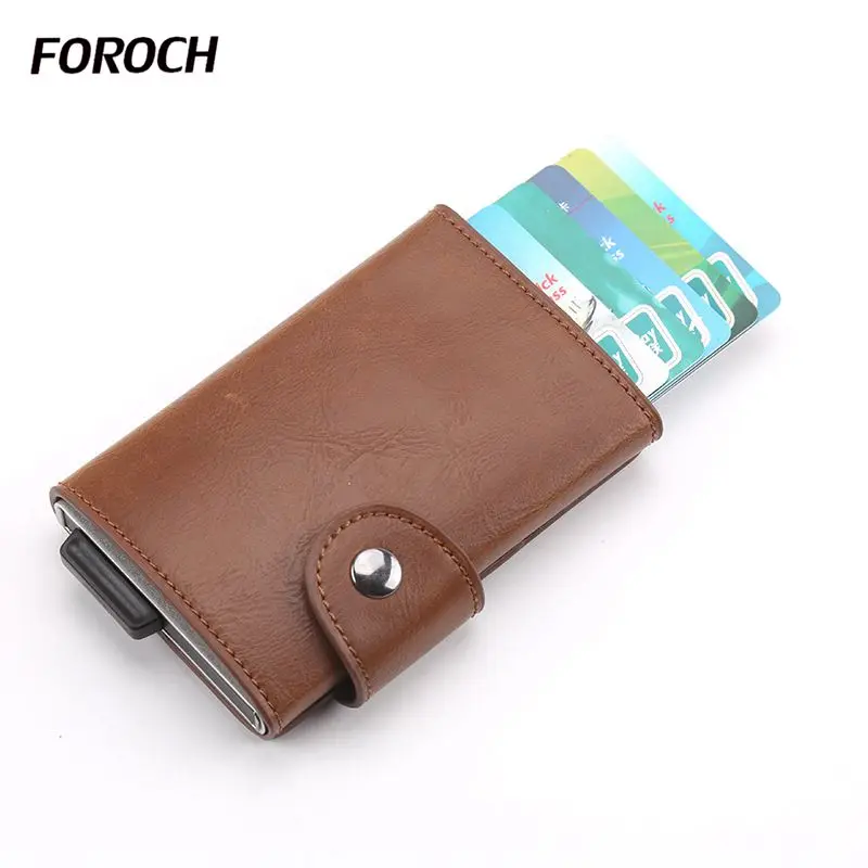 

FOROCH RFID Blocking Credit Card Holder Aluminum Metal Business ID Cardholder Slim Card Case Mini Wallet for Men 680