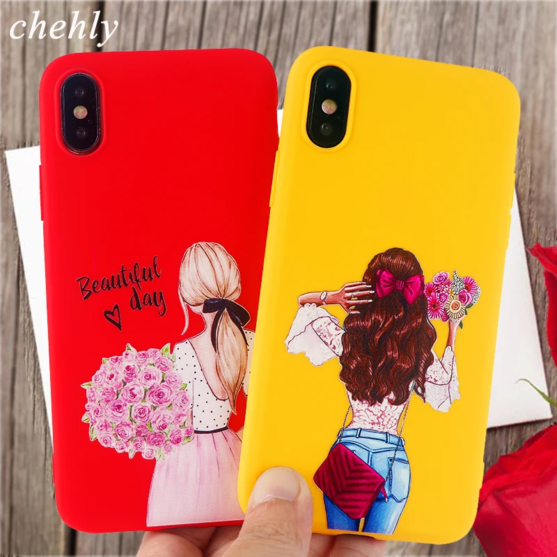 Модный чехол для девочек iPhone X XR XS Max 8 7 6 S Plus модные чехлы мягкая силиконовая