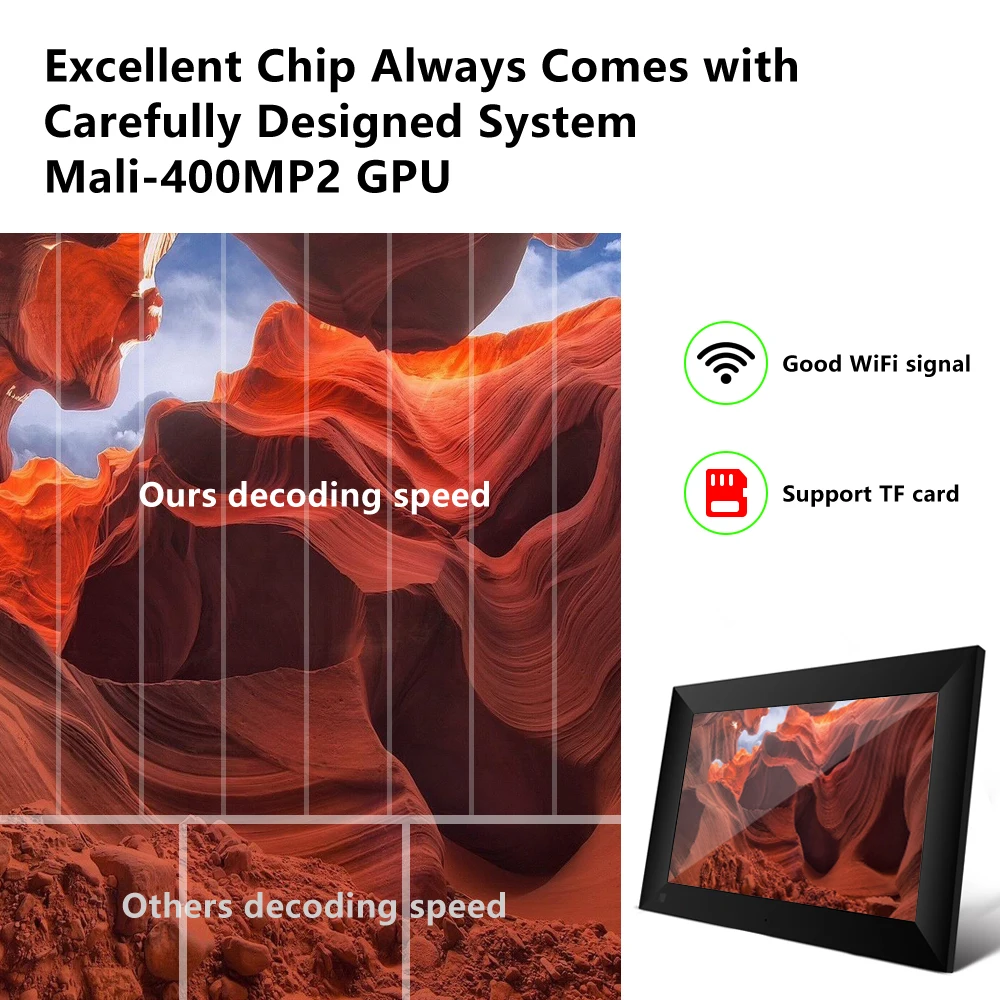 Сенсорный экран IPS для ЕС/США P100 10 1 дюйма 16 ГБ цифровая фоторамка умная