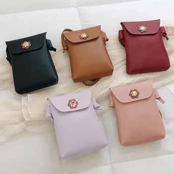 

New Elegant Shoulder Bag Women Wild Simple Messenger Bag For Girls Fashion Solid Colorr Buckle Flower Messenger Bag K801