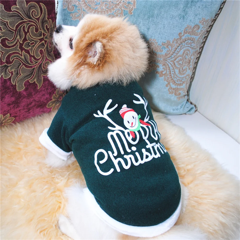 Pet Clothing Winter New Warm Fleece Embroidered Christmas Sweater Coat Jacket Chihuahua Schnauzer Puppy Dog Clothes