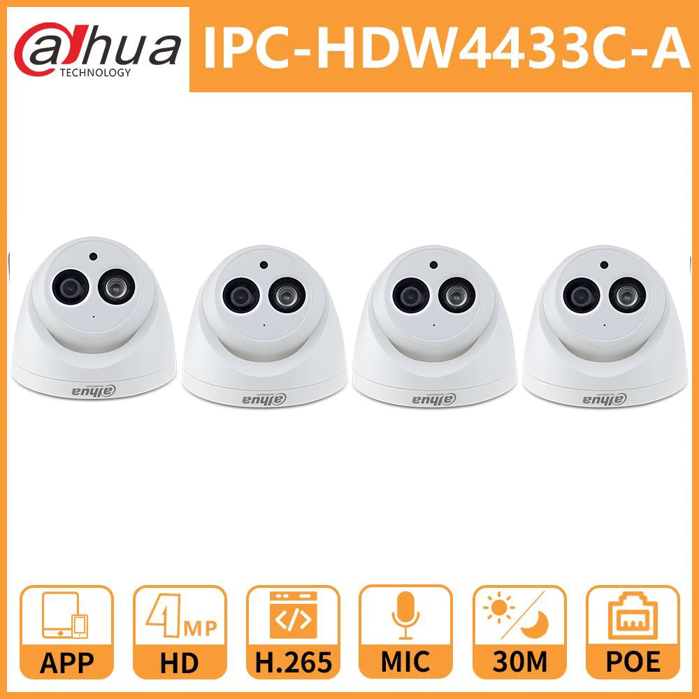 

Dahua 4MP DH IPC-HDW4433C-A Network IP Camera Onvif Built-in MIC With POE replace IPC-HDW4431C-A Home Security camera