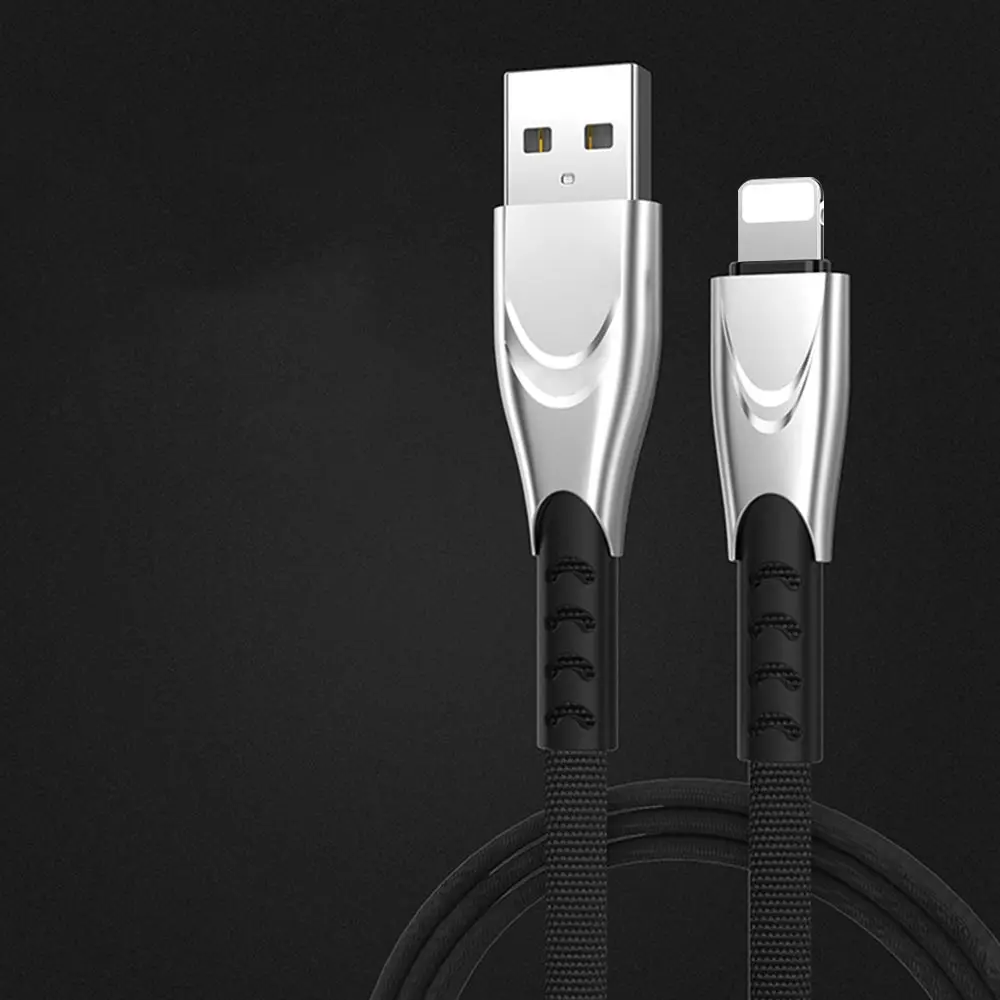 FDBRO USB кабель для быстрой зарядки плоский нейлоновый кабель типа C Micro USB зарядное устройство провод шнур для IPhone IPAD huawei samsung Xiaomi - Цвет: iOS black