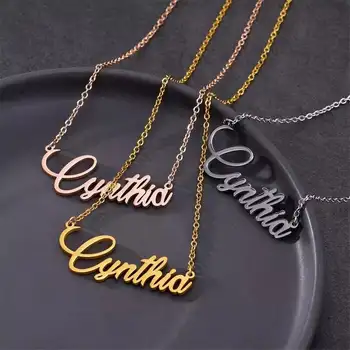 

Custom Name Necklaces Pendants Mom Sister Gifts Rose Gold Charms Personalized Nameplate Letter Necklace 2019 Collares Mujer Bff