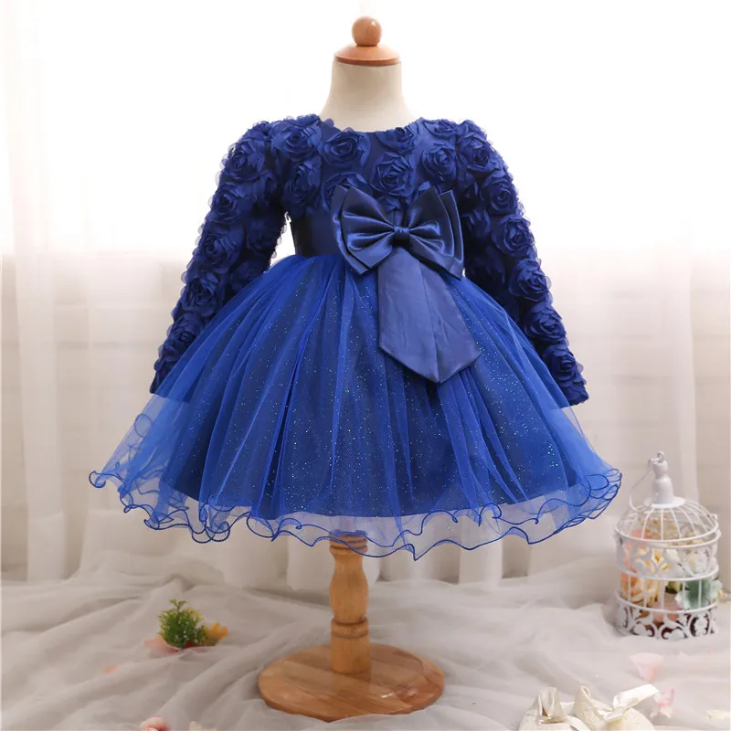 Toddler Dress 2 Платье на день рождения для маленьких девочек 1 год платье для маленьких девочек платье принцессы на день рождения Детские Платья с цветочным принтом и бантом платье для маленьких девочек - Цвет: Toddler Dress 2
