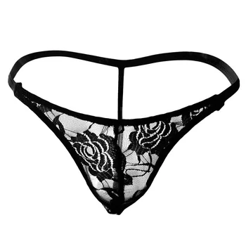 

Lace Man Thong Perspective Men Tanga See Through Ultra-thin Men Thong Floral Bikini Underwear with T-back