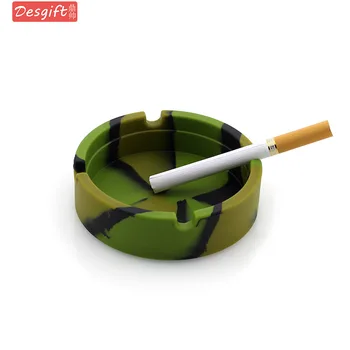 

Cross Border Currently Available Silica Gel Ashtray Camouflage Decorative Pattern Color Mixture Circle Ashtray Box Cafe KTV Cust