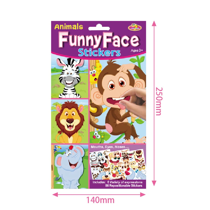 Kids DIY Stickers Puzzle Games Make-a-Face Princess Animal Dinosaur Assemble  Jigsaw Children Recognition Training Education Toy