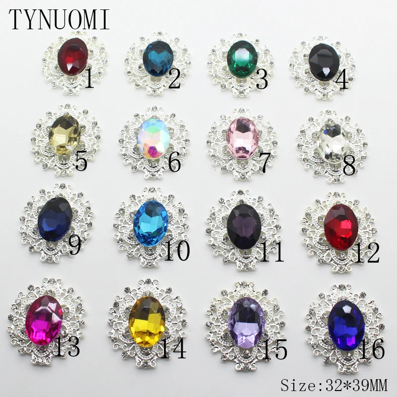 

Craft Metal Rhinestone Button 10pcs/lot32*29MM Wedding Decoration Embellishment Buckle DIY Holiday Decoration Accessories