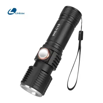 

LED Rechargeable Flashlight Aluminum Alloy T6 linterna torch 14500 Battery Powered 3 Modes Light Waterproof Camping Flashlight