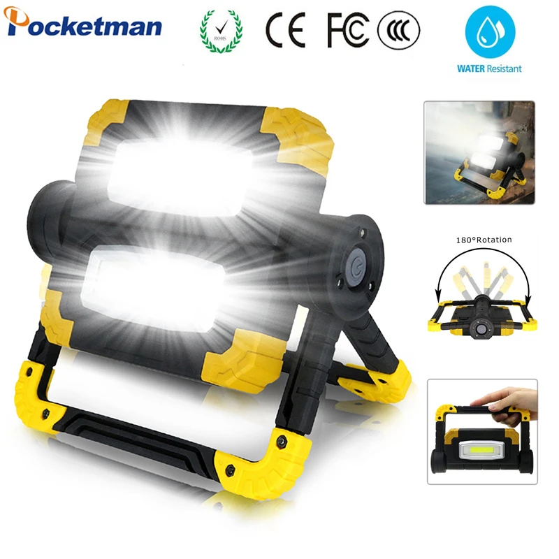 

190W Led Portable Spotlight Searchlight Led Work Light Led Waterproof Work Lamp use 4*AA Battery For Repairing Camping