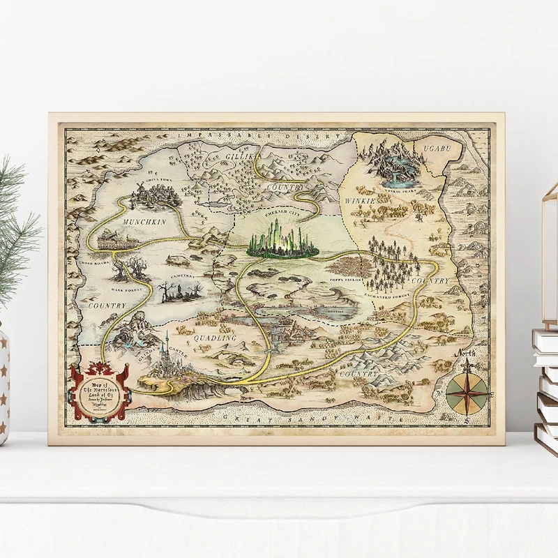 El Mago De Oz Mapa Arte Impresiones Story Book Poster La