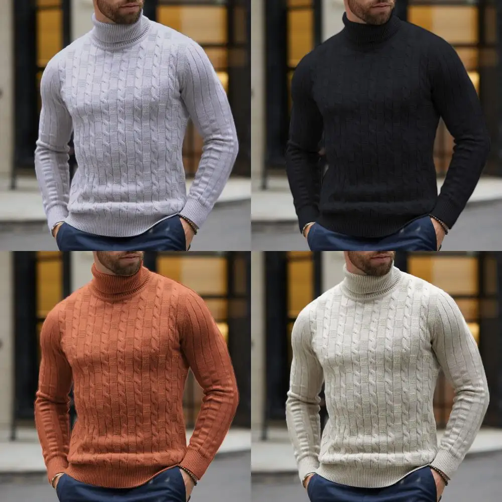 

Novedad de invierno 2020! SuÃ©teres de cuello alto para hombre, suÃ©teres tejidos de marca sexys negros para hombre, suÃ©ter inform