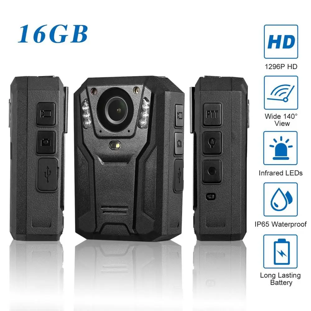 

1296P Full HD Waterproof Police Body Camera Security Gadget With 2 Inch Display Night Vision GPS Motion detection