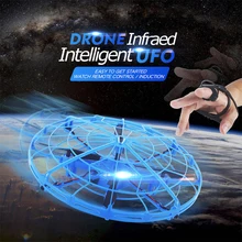 Анти-столкновения Ручной индукции Летающий НЛО светодиодный мини Радиоуправляемый Дрон USB Инфракрасный Интеллектуальные часы RC датчик летающий самолет игрушки шары