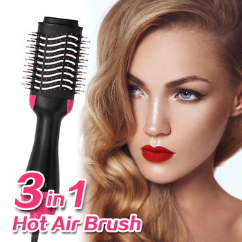

Hair Dryer Styling Blower Brush 3in1 Straightening Curling Hot Air Comb Salon Oval Hot Air Comb 3 in 1 Hair Dryer Brush