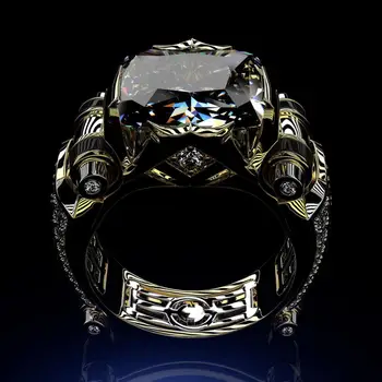

Classic Gold Crystal Cubic Zirconia Wedding Ring Colorful Crystal Men Engagement Cocktail Ring Couple's Anniversary Gift Jewelry