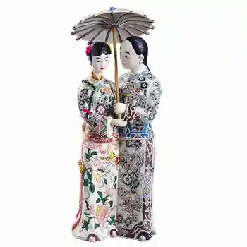 

New Chinese Style Modern Couples Figurine Ceramic Figure Statue Creative Craft Decorations For Home Wedding Gift R3282
