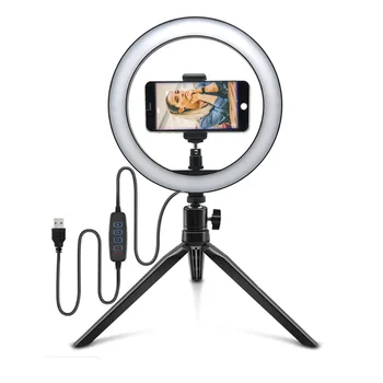 

Photography Ring Lamp USB Video Light 10inch LED Selfie Ring Light with Phone Holder Table Tripods for Tik tok Makeup Youtube