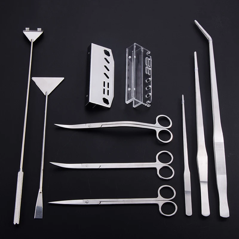 Aquarium Cleaning Accessory Stainless Steel Scissor Tweezers Spatula Algae Scraper Storage Rack Fish Tank Aquascape Plant Tool | Дом и сад